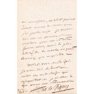 Alfred De Vigny - Poetic Letter - Autograph Signed - 1838