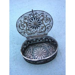 Filigree Silver Pill Box, Canton, China Circa 1900