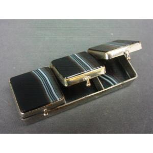 Agate Box 3 Compartments From The 19th Pill, Snuff