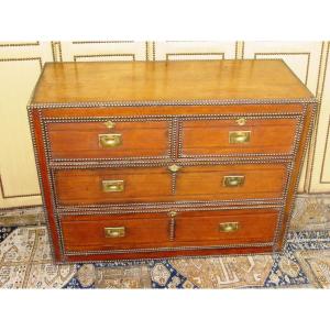 English Navy Dresser From The 19th Marouflaged In Leather