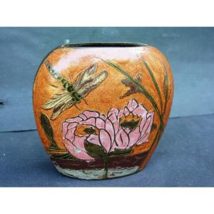 Vase In Cloisonne Enamels Lake Decor