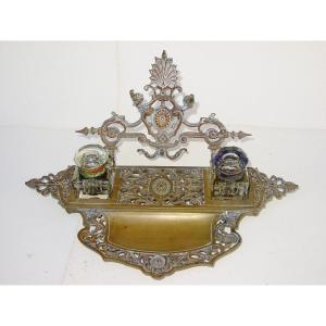 Second Empire Inkwell In Patinated Bronze
