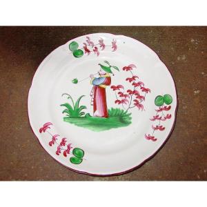 18th Century Earthenware Plate From The East: Lunéville, Les Islettes