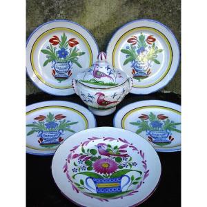 Eastern Ceramic Set: Les Islettes, Lunéville Etc....
