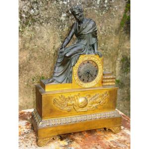 Gilt & Patinated Bronze Empire Clock Allegory Astrology - Astronomy 