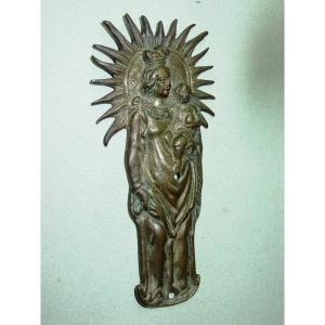 Virgin And Child, Cast Bronze Plaque From The 18th Century