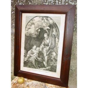 "the Madonna Della Scudella" By Ravenet (1706-1774) From Ap. Correggio 