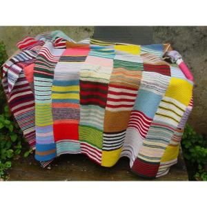 Large Patchwork Plaid In Wool Circa 1970