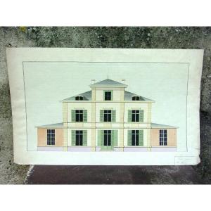 Gouache Drawing Napoleon III Pavilion Signed