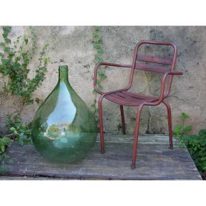 Very Grande Dame Jeanne (ht 70 Cm.) In Blown Glass Late 19th Round Bottle