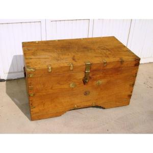 Victorian Anglo-indian Chest Teak Campaign Chest Anglo-indian Trunk