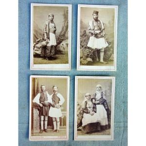 4 Albumen Photos 1880 Greek Types Philhellenism Among Moraites Greek Greece
