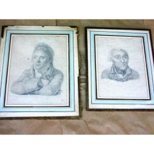 2 Drawings, Portraits From The 19th Century.