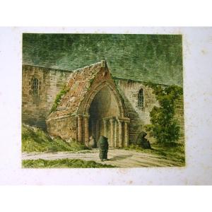 Porch Of The Church Of Saint-pair Sur Mer - Gouache Watercolor Signed Hügelin 69