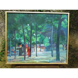 Monogrammed Oil 1971 Tree-lined Square