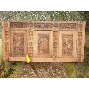 Naive Art: Panel Circa 1900-20 Solid Oak