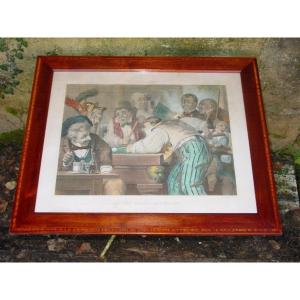 Billiards Lithograph: The Big Shots Of The Place" Well Framed 1900