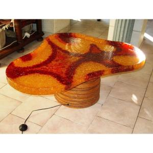 1970- Coffee Table- Fractal Resin- Free Form-accolay