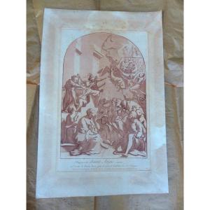 Martyrdom Of Saint-ange Carme Engraved By Caylus And Le Sueur 1729