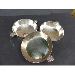 3 Bowls, Félix Frères Silver-plated Broth Bowls