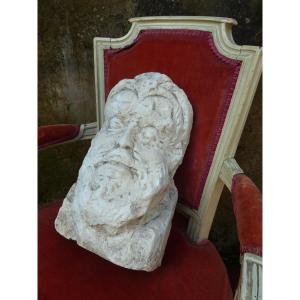 19th Century Stone Carved Head