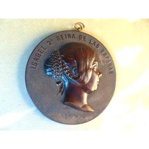 Medal "isabel 2a Reina De Las Espanas" Hardwood Late 19th