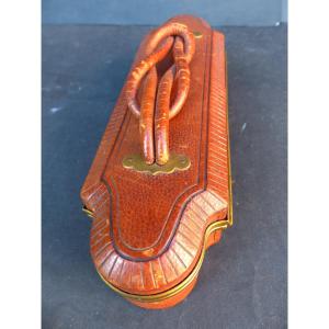 Napoleon III Leather-covered Travel Inkwell