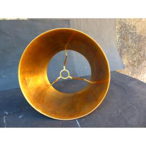 Paintable & Gold Metal Lampshade, Large Decoration, 1960s