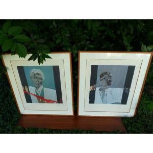 2 Large Litho: David Oppenheim (1937-2022) Well Framed
