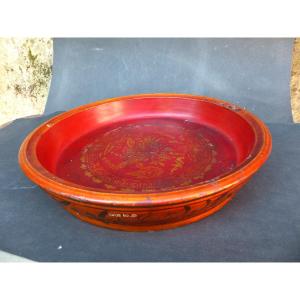 Burma Lacquered Plate Signed 19th Century