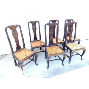 Set Of 6 Lacquered Chippendale Chairs China 1890
