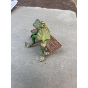 Vienna Bronze: Frog With Fan Circa 1900