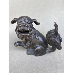 China Fo Dog In Bronze With Brown Patina 