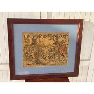 Lithograph 1900 Game Of Chicken And Fox