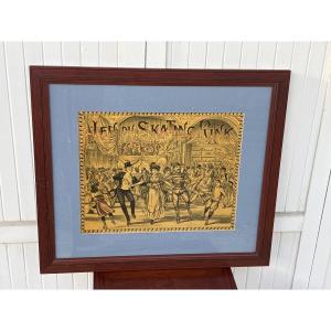 Lithograph Of The Skating Ring Game