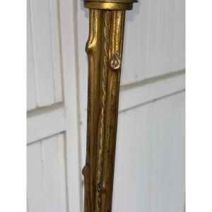 House Rings Floor Lamp, Gold Bronze And Bamboo 
