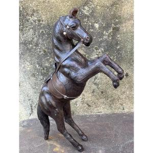 Leather Prancing Horse Circa 1960-70
