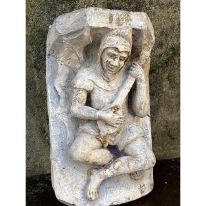 Renaissance Style Troubadour Wall Console, Stucco, Circa 1900, Lamp Base 