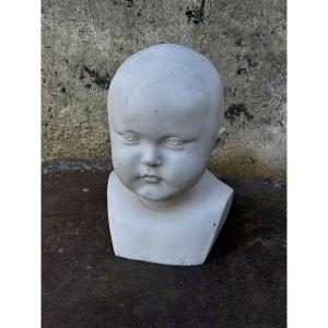 Large Head Sculpture Of A Baby Doll, Resin 