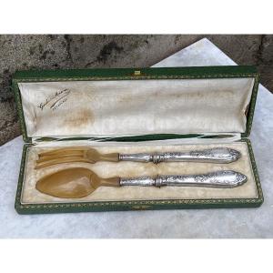 Louis XVI Silver-plated Metal Salad Servers