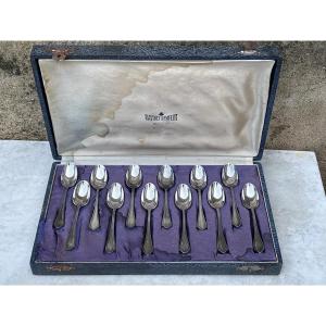12 Small Spoons "ravinet d'Enfert" Silver-plated Metal 