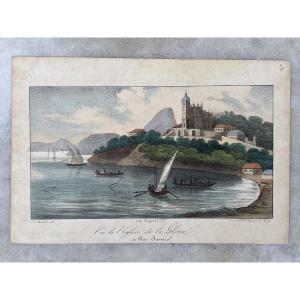 Lithograph: Rio De Janeiro - View Of The Gloria Church After Arago, Published By Kaeppelin