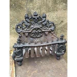 Braisier, Braisière, Chaufferette, Napoléon III Cast Iron Chenets
