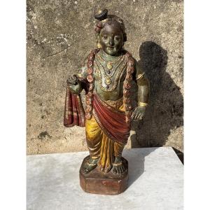 19th Century India: Statuette Of The Goddess Krishna