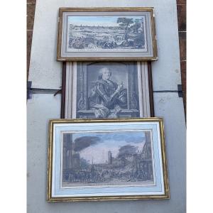 Field Marshal Woldemar De Lowendal (1700-1755) 18th Century Portrait + 2 Engravings: