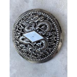 Vietnam Indochina Silver Dragon Brooch Circa 1900