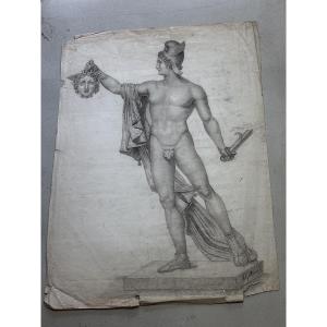19th-century Drawing: “perseus Brandishing The Head Of Medusa,” Signed