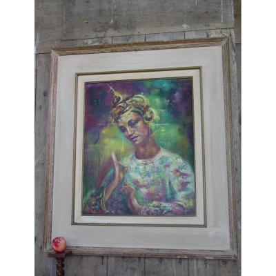 "bali Dancer" Around 1960 Oil / Canvas Sig: