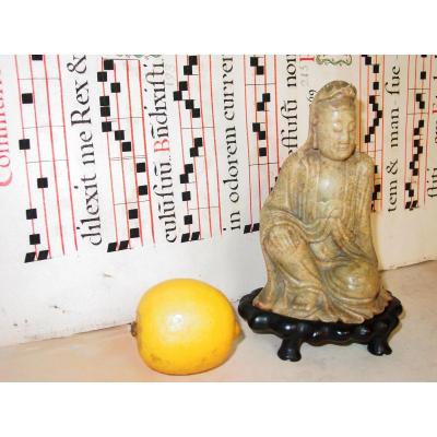 Sage En Stéatite, Pierre De Lard, Vers 1900, Lettré