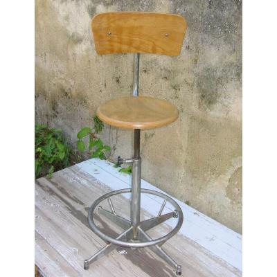 Vintage 1950s Adjustable Workshop Chair